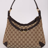 Gucci Horsebit Monogram Canvas Shoulder Bag