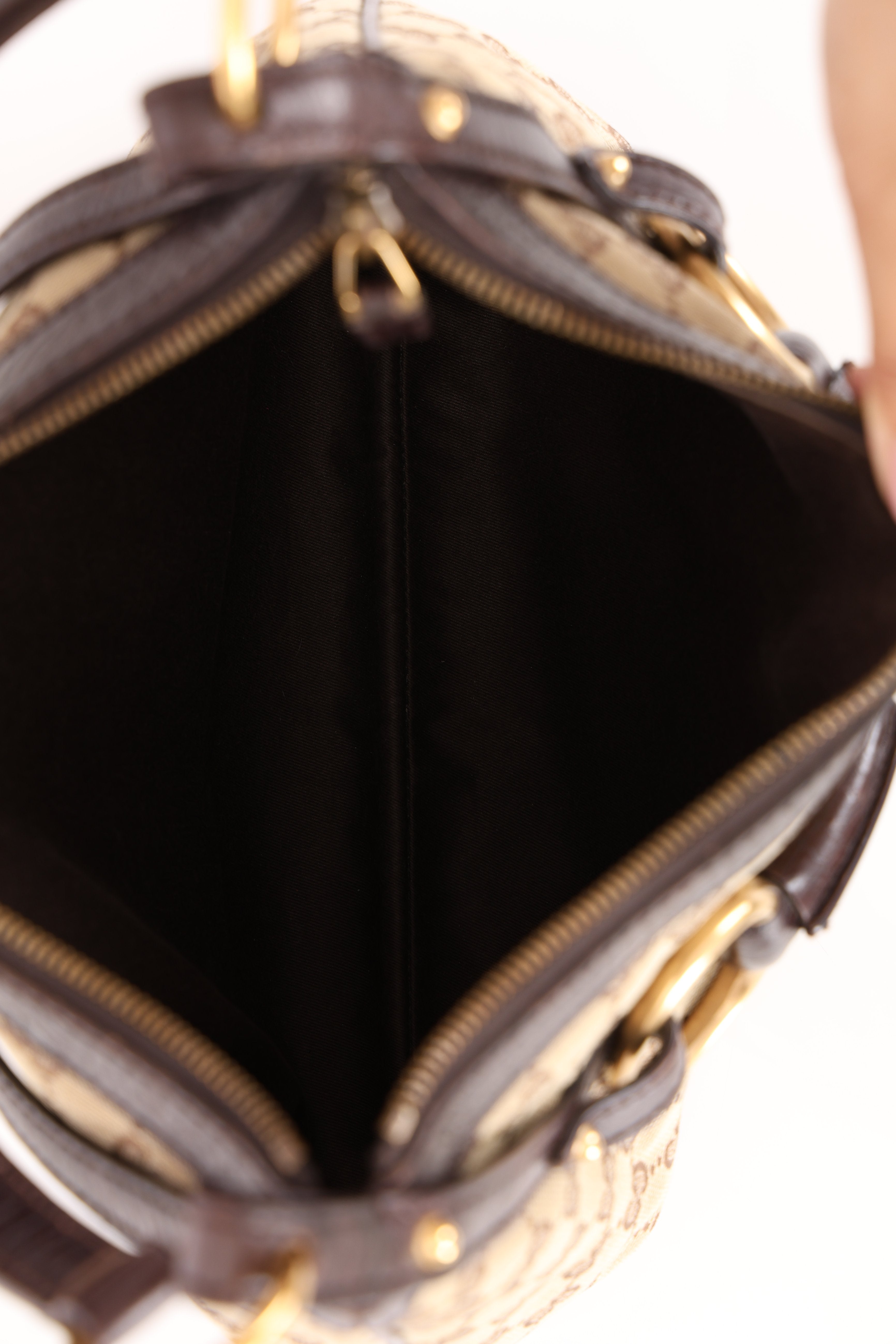 Gucci Horsebit Monogram Canvas Shoulder Bag