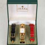 Gucci 1800L Gold Plated and Stainless Steel Lizard Horsebit Watch 16mm