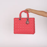 Dior Large Lady Coral Pink Lambskin