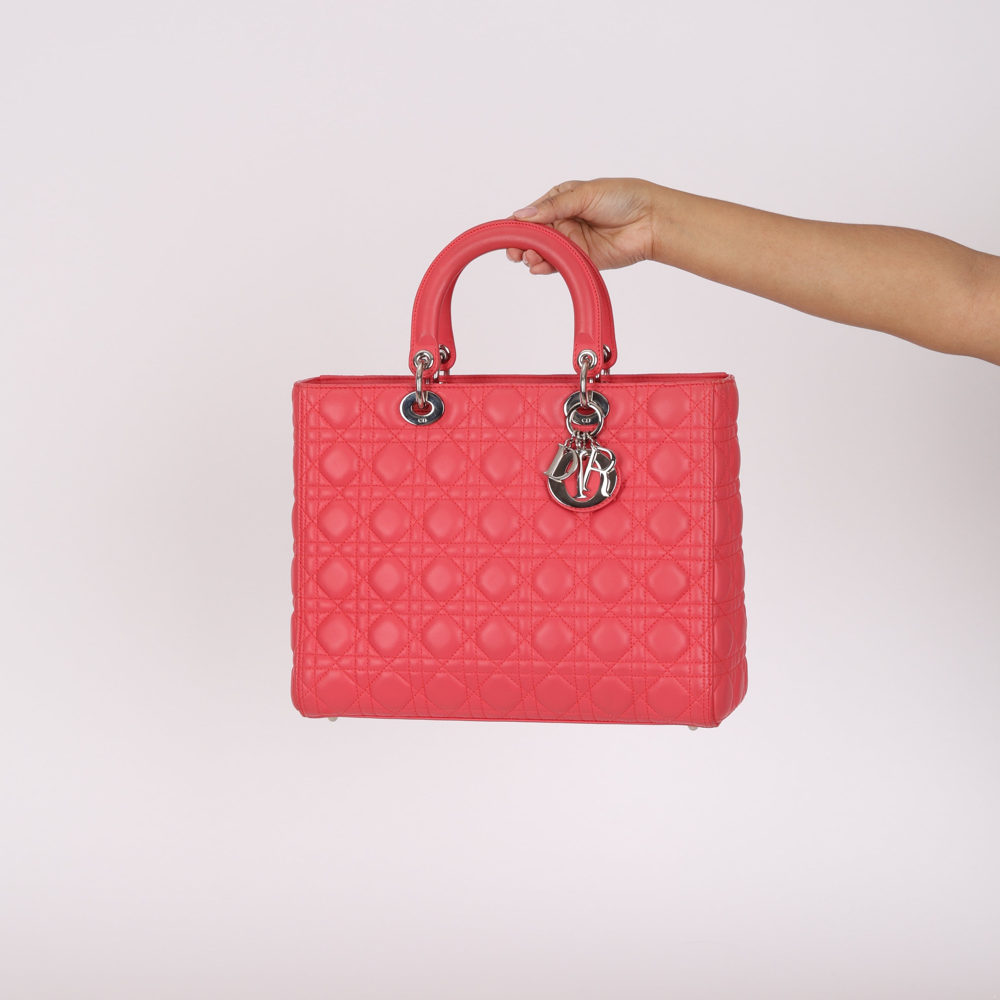 Dior Large Lady Coral Pink Lambskin