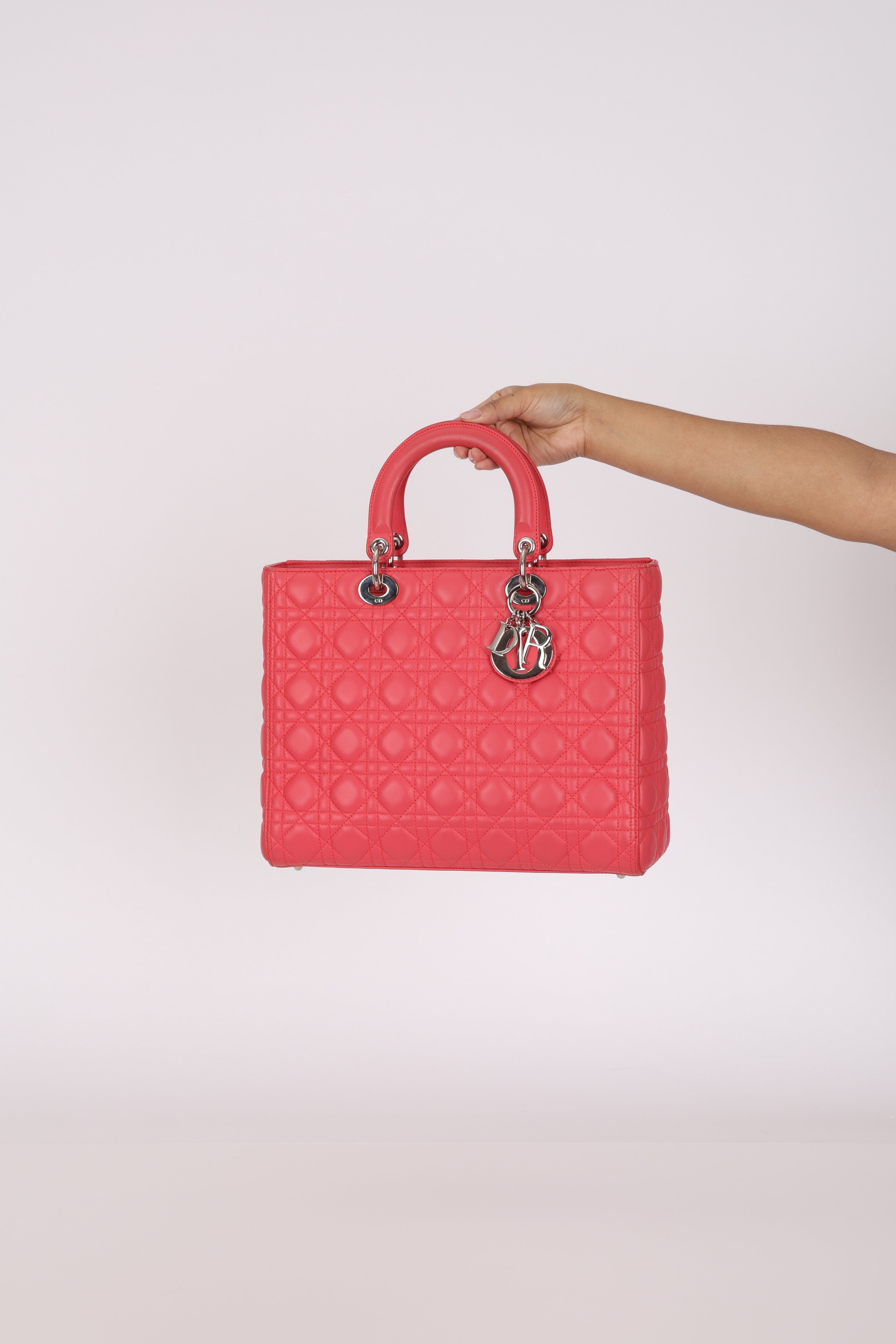 Dior Large Lady Coral Pink Lambskin