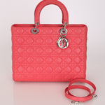 Dior Large Lady Coral Pink Lambskin