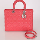 Dior Large Lady Coral Pink Lambskin