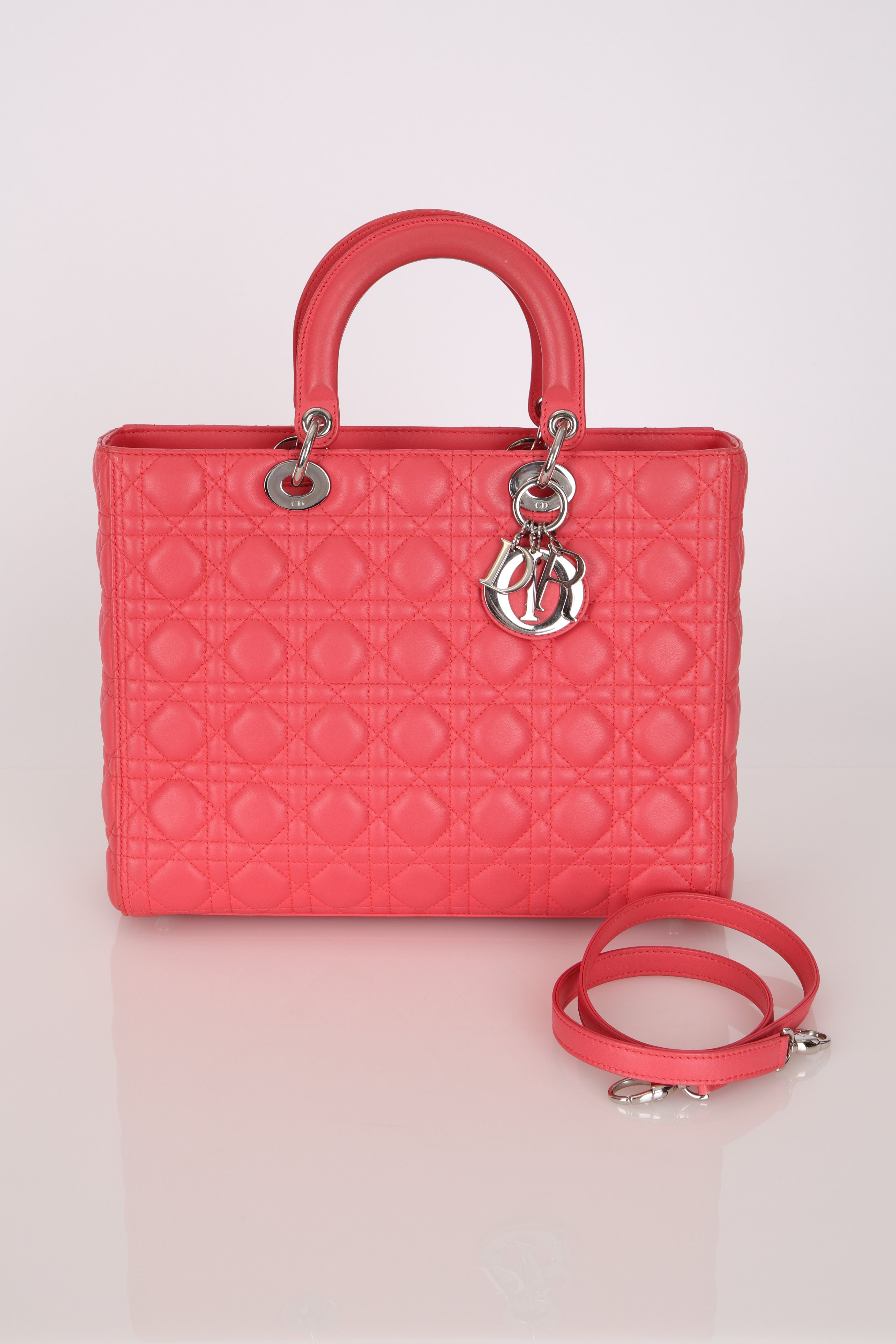 Dior Large Lady Coral Pink Lambskin