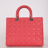 Dior Large Lady Coral Pink Lambskin
