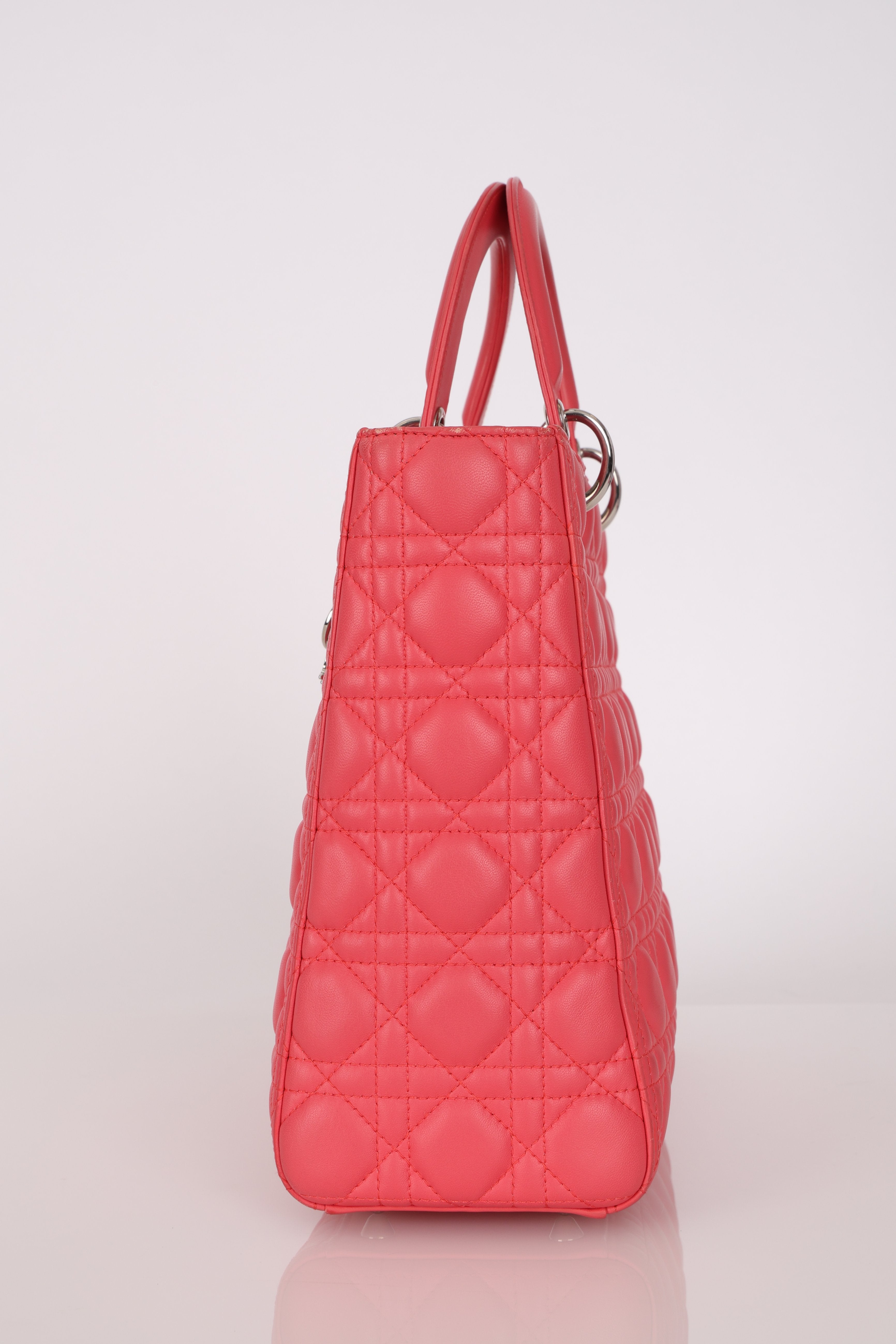 Dior Large Lady Coral Pink Lambskin