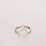 Pt900 Platinum and Diamond Ridge Ring, Size US 6.5