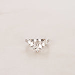 Pt900 Platinum and Diamond Ridge Ring, Size US 6.5
