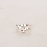 Pt900 Platinum and Diamond Ridge Ring, Size US 6.5