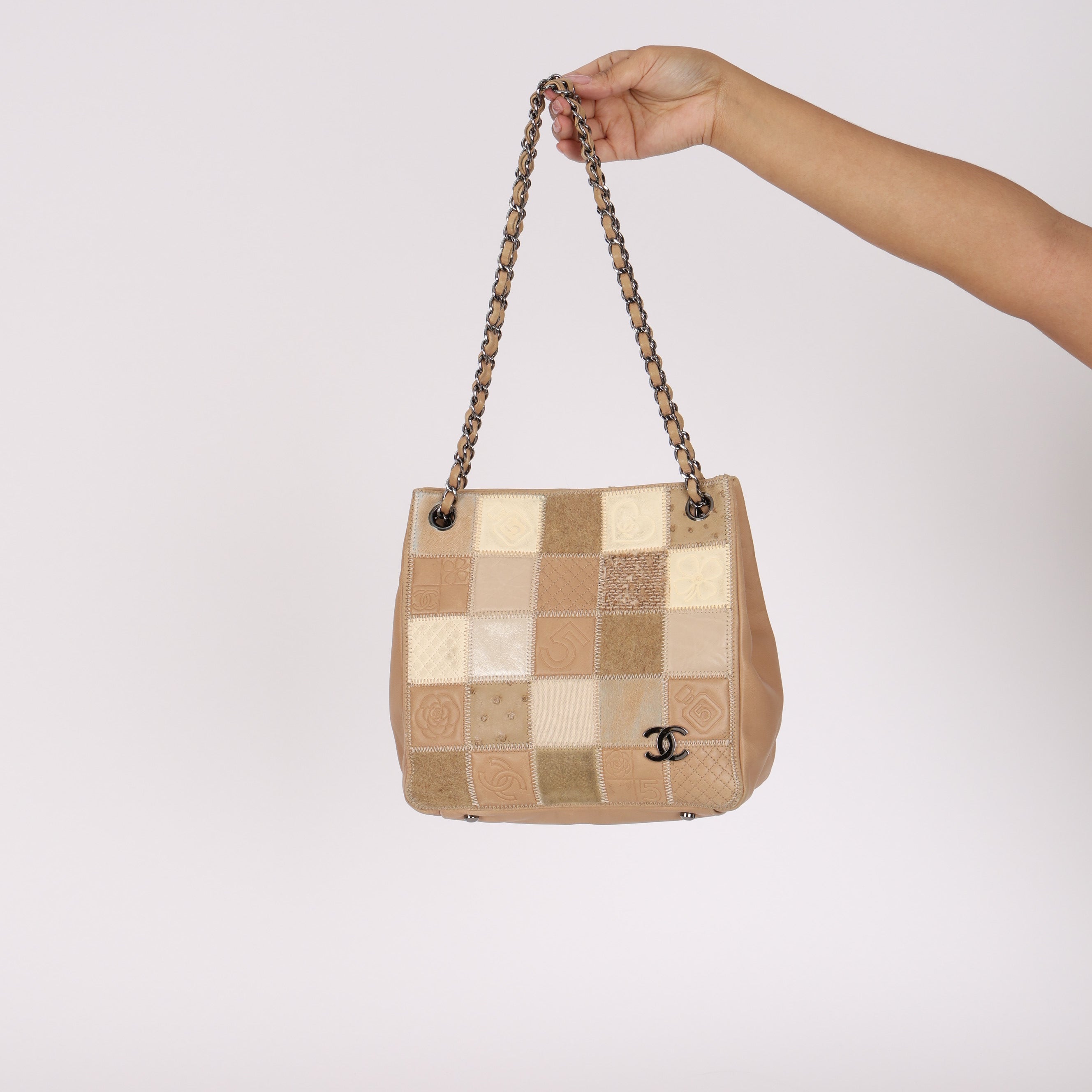 Chanel Patchwork Shoulder Bag Beige DSHW