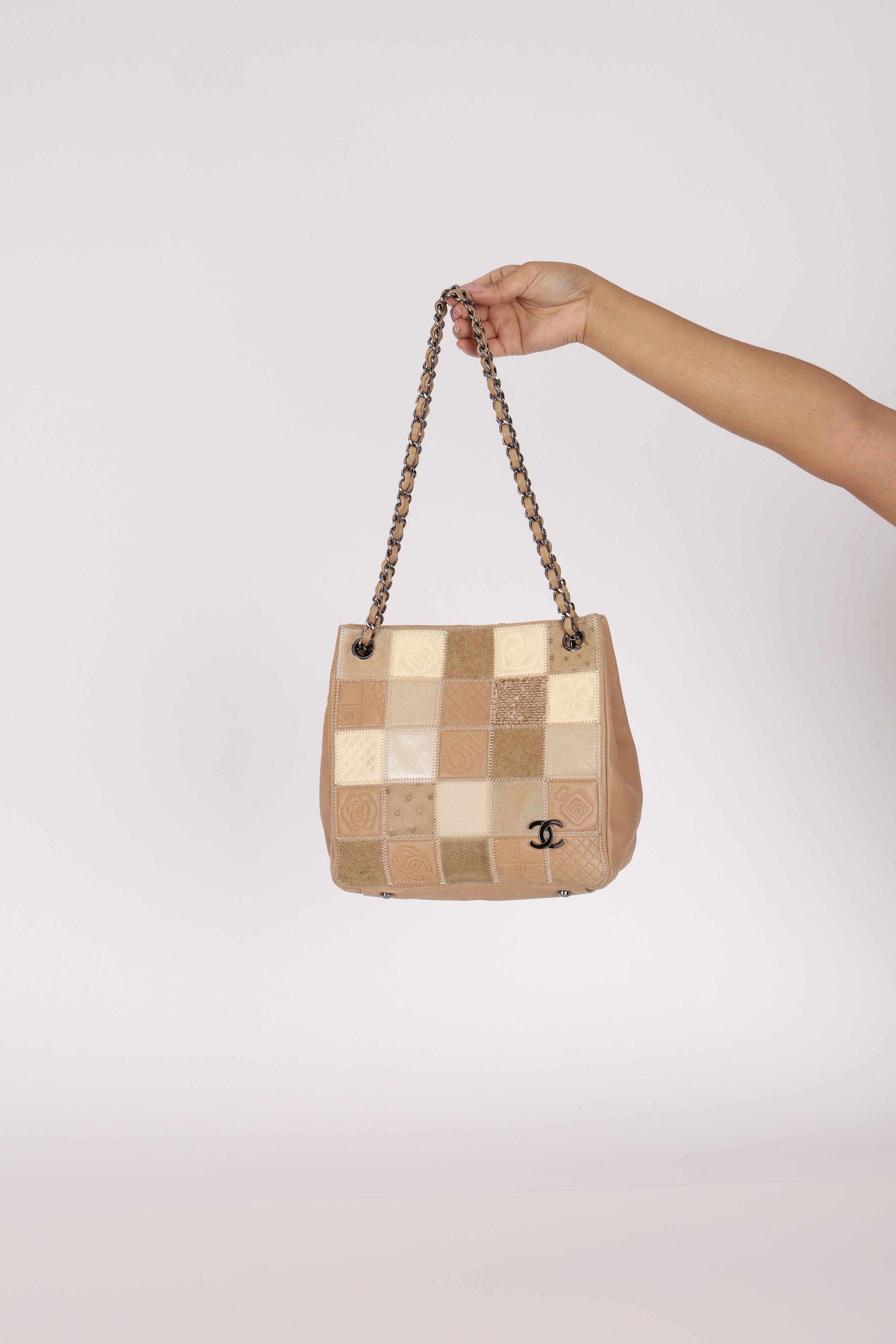 Chanel Patchwork Shoulder Bag Beige DSHW