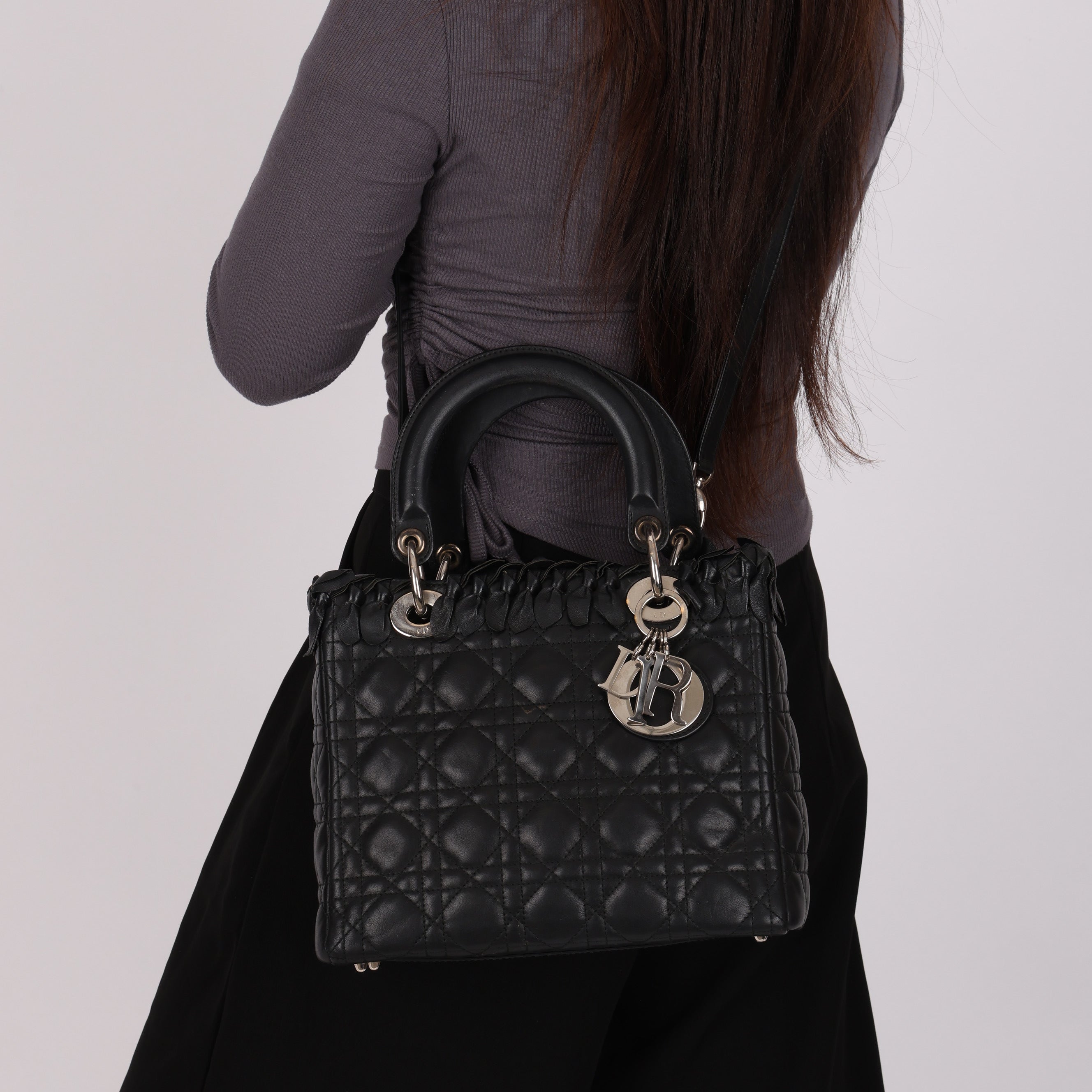 Rare Dior Medium Lady Black Lambskin 2011