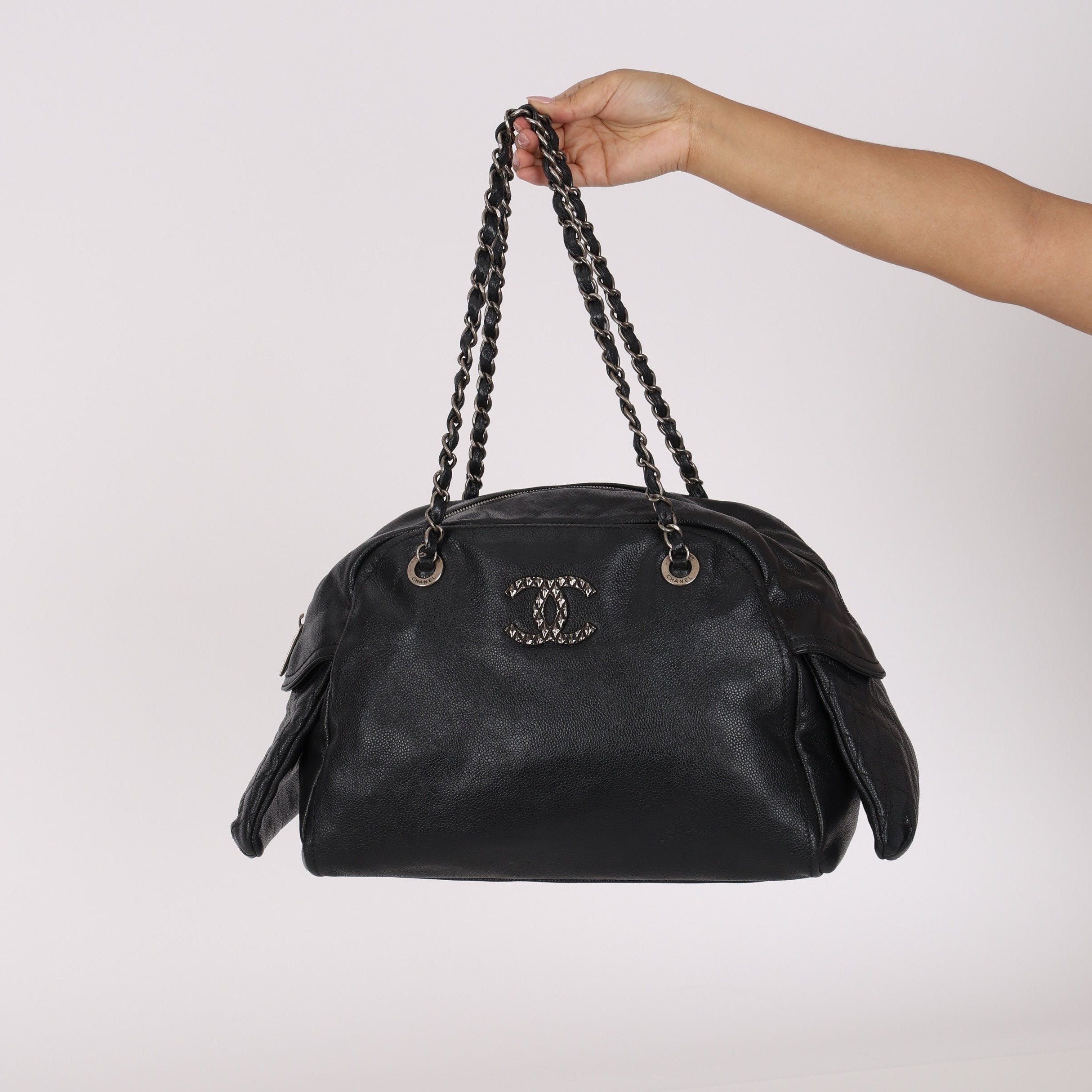 Chanel Multipocket Bowling Bag Black Caviar RHW