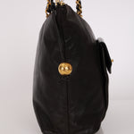 Chanel Front Pocket Tote Black Lambskin 24K GP