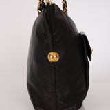 Chanel Front Pocket Tote Black Lambskin 24K GP