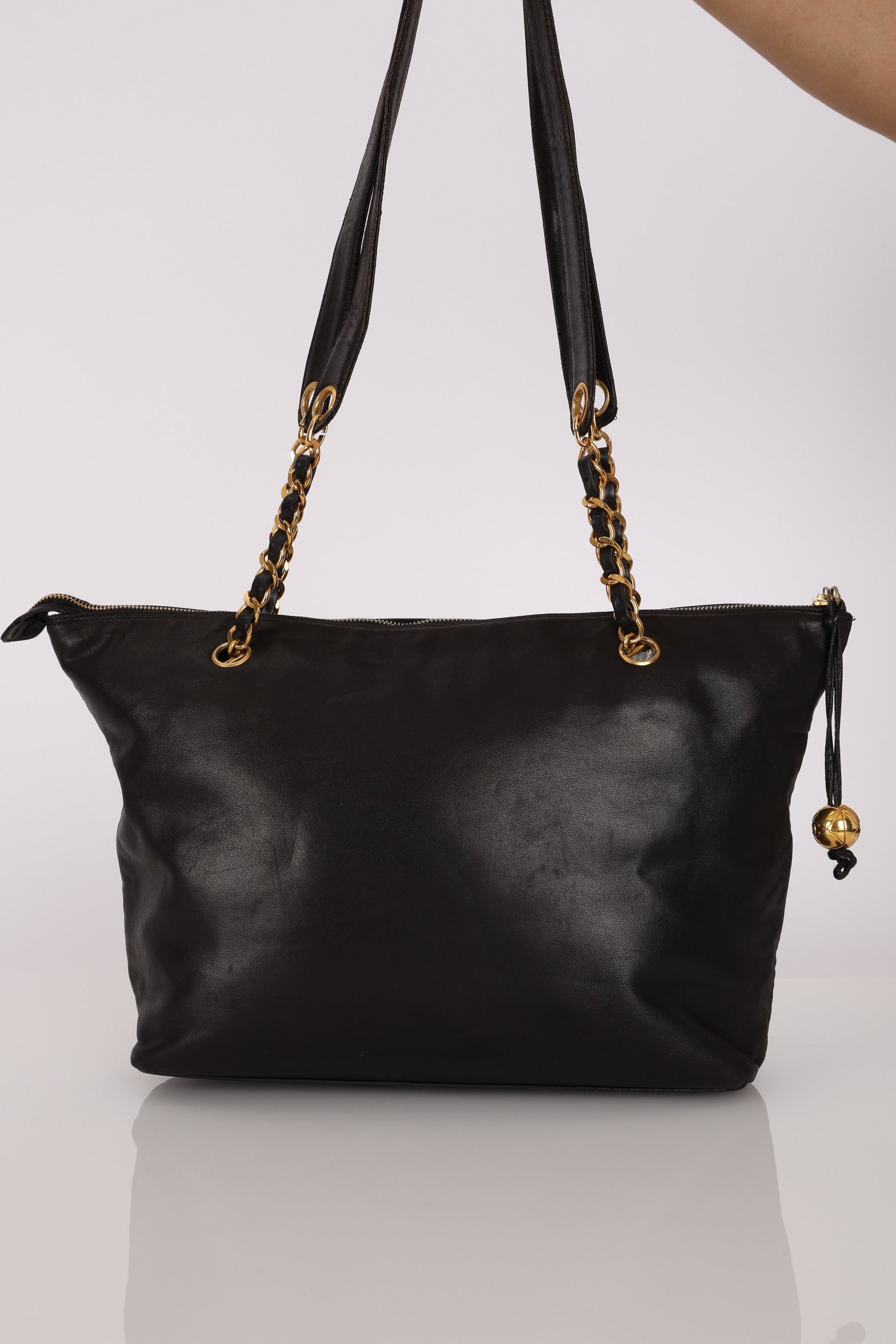 Chanel Front Pocket Tote Black Lambskin 24K GP