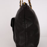 Chanel Front Pocket Tote Black Lambskin 24K GP