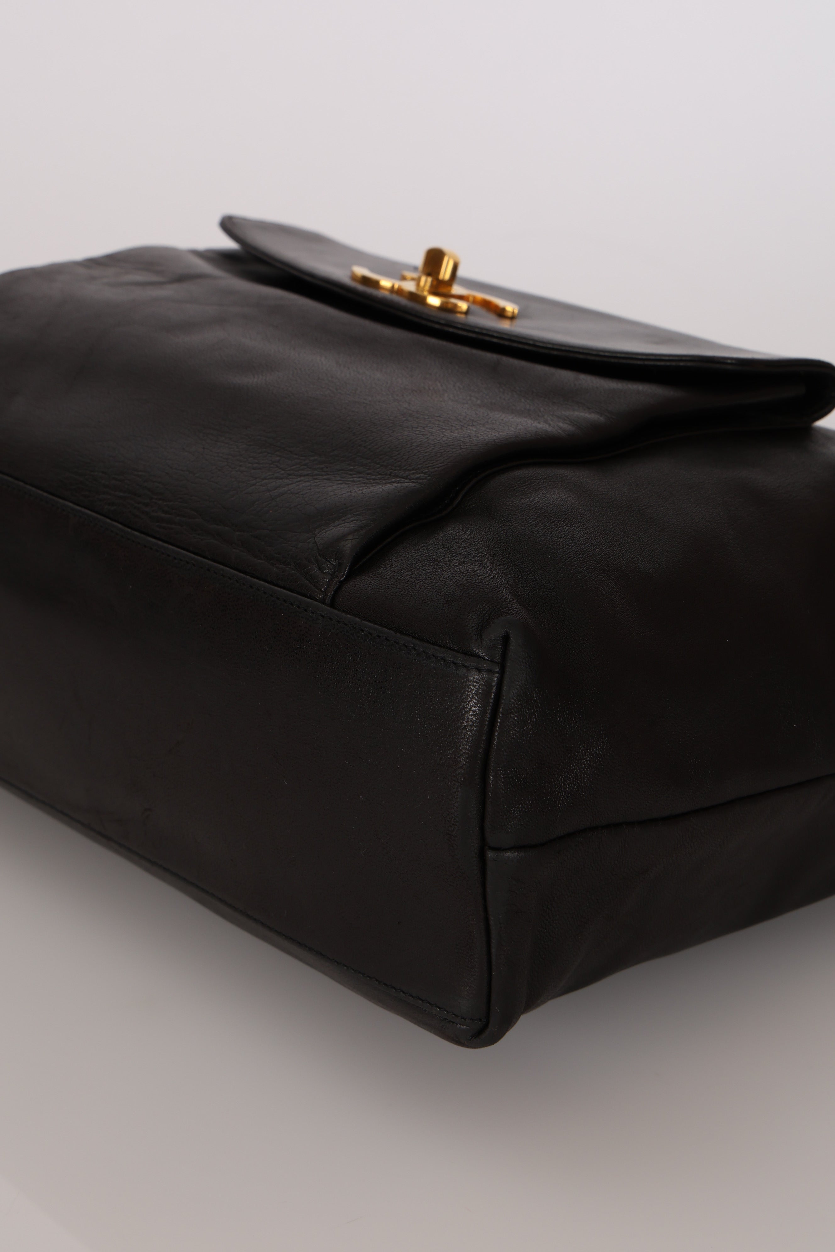 Chanel Front Pocket Tote Black Lambskin 24K GP