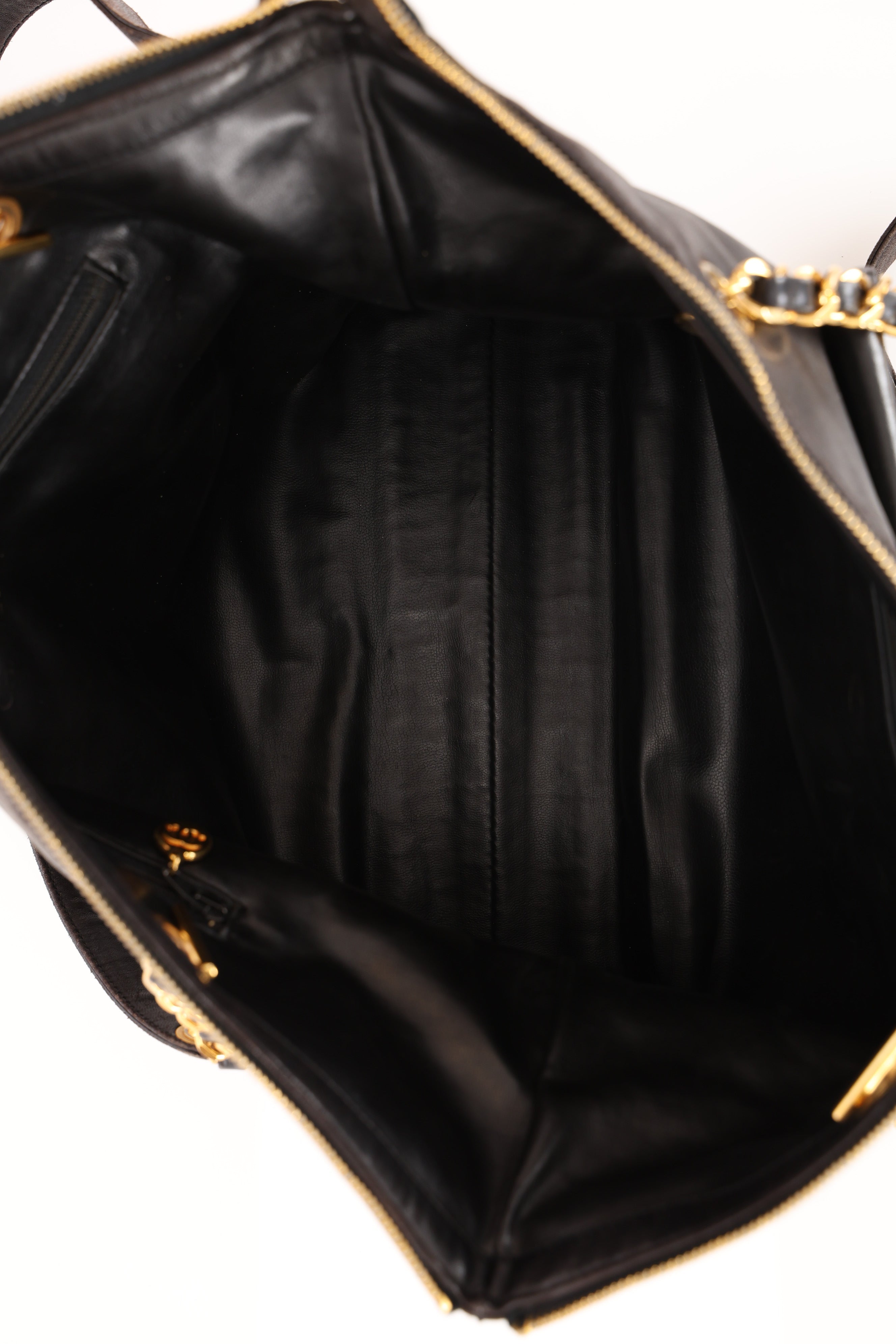 Chanel Front Pocket Tote Black Lambskin 24K GP