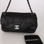 Chanel Perforated Single Flap Black Calfskin SHW