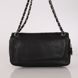 Chanel Perforated Single Flap Black Calfskin SHW