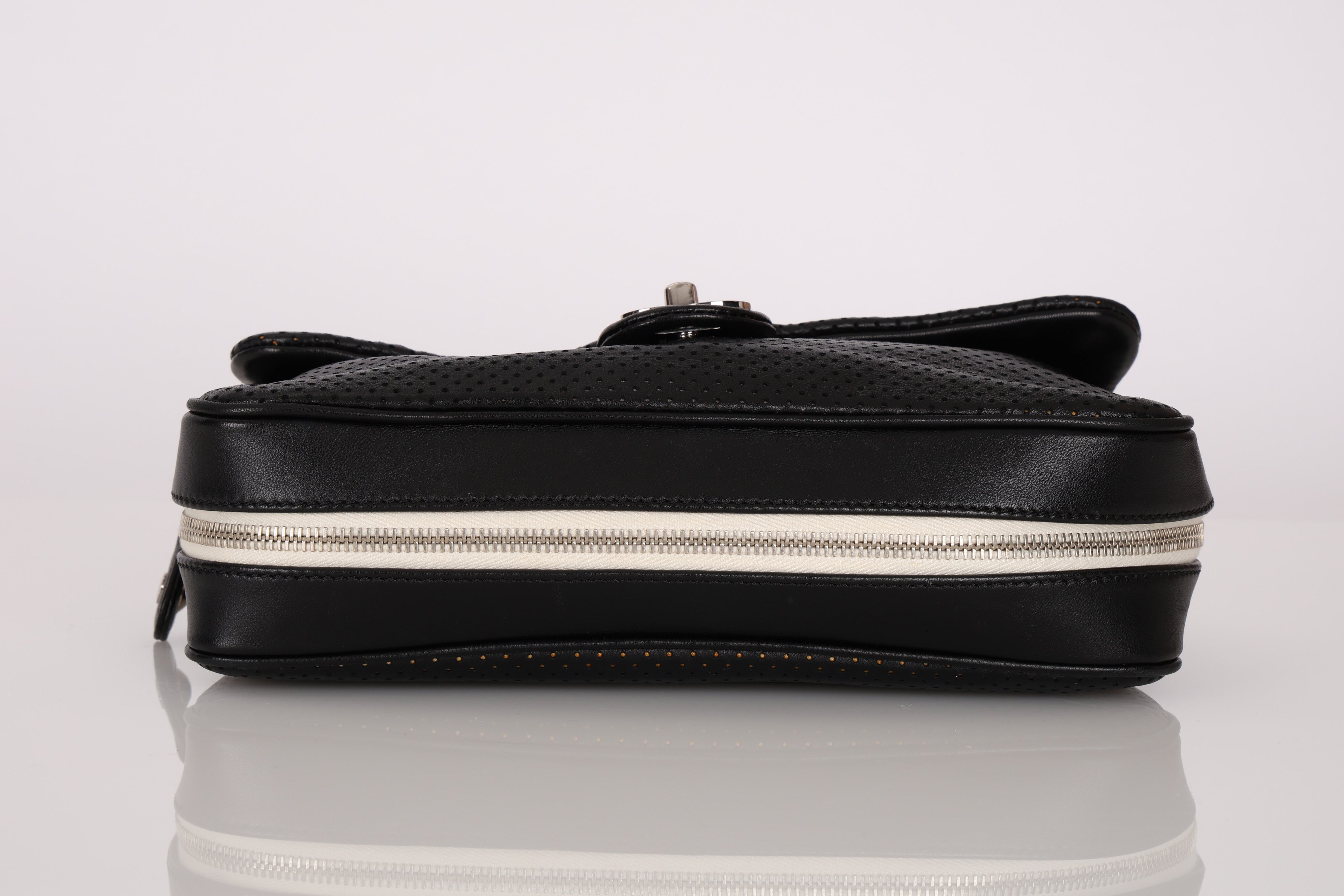 Chanel Perforated Single Flap Black Calfskin SHW
