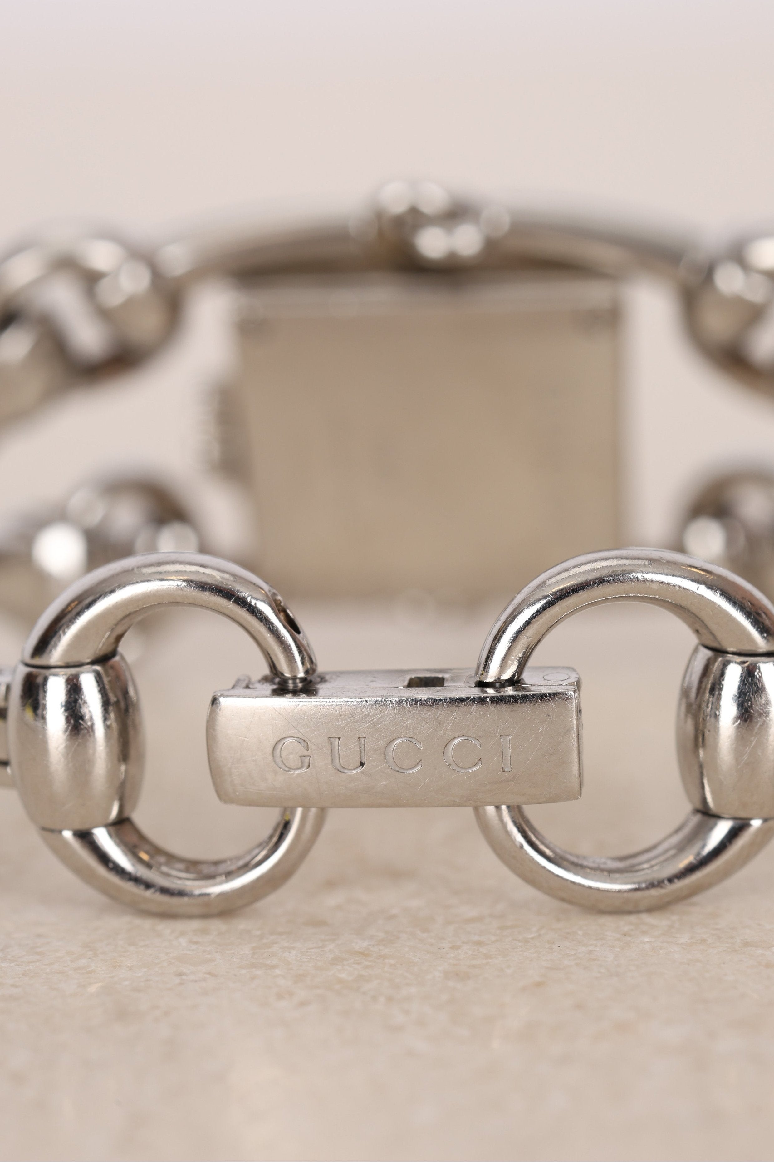 Gucci Silver Diamond Bezel Watch