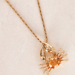 18K Yellow Gold Citrine and Diamond Crab Charm Necklace