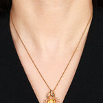 18K Yellow Gold Citrine and Diamond Crab Charm Necklace