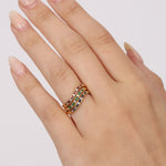 18K Gold Sapphire, Ruby, Emerald Diamond Ring Set