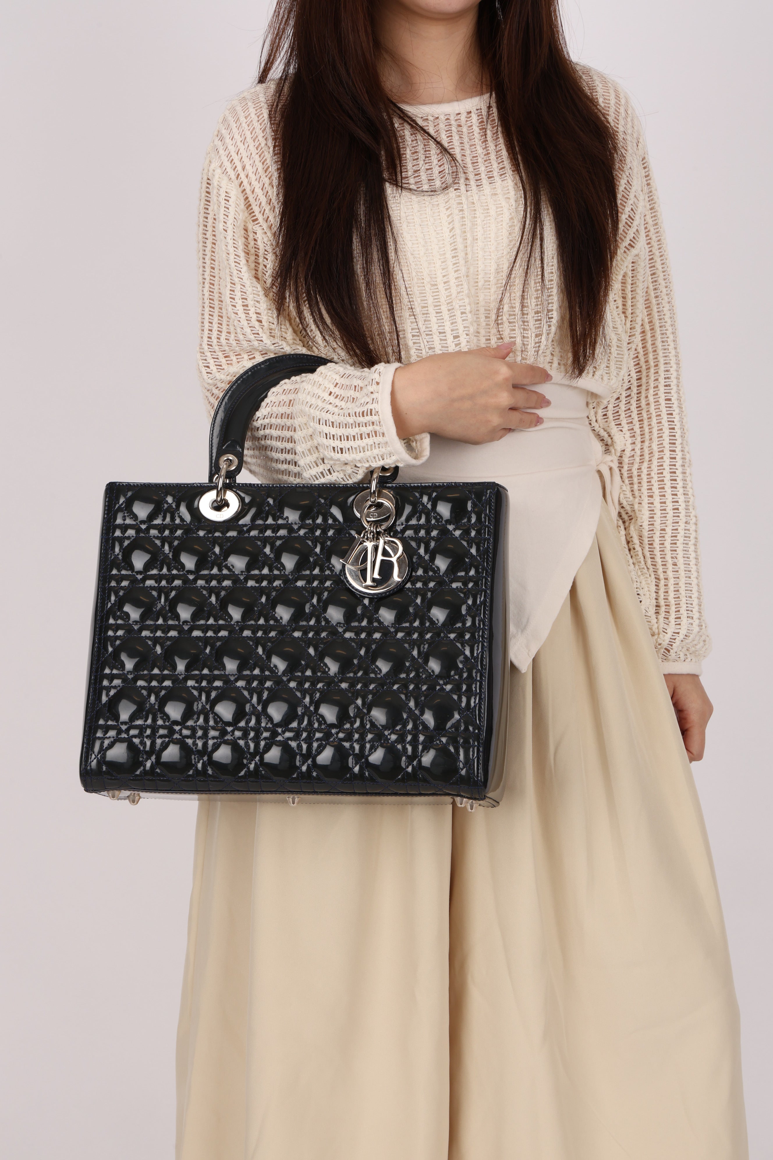 Dior Large Lady Navy Patent 2013