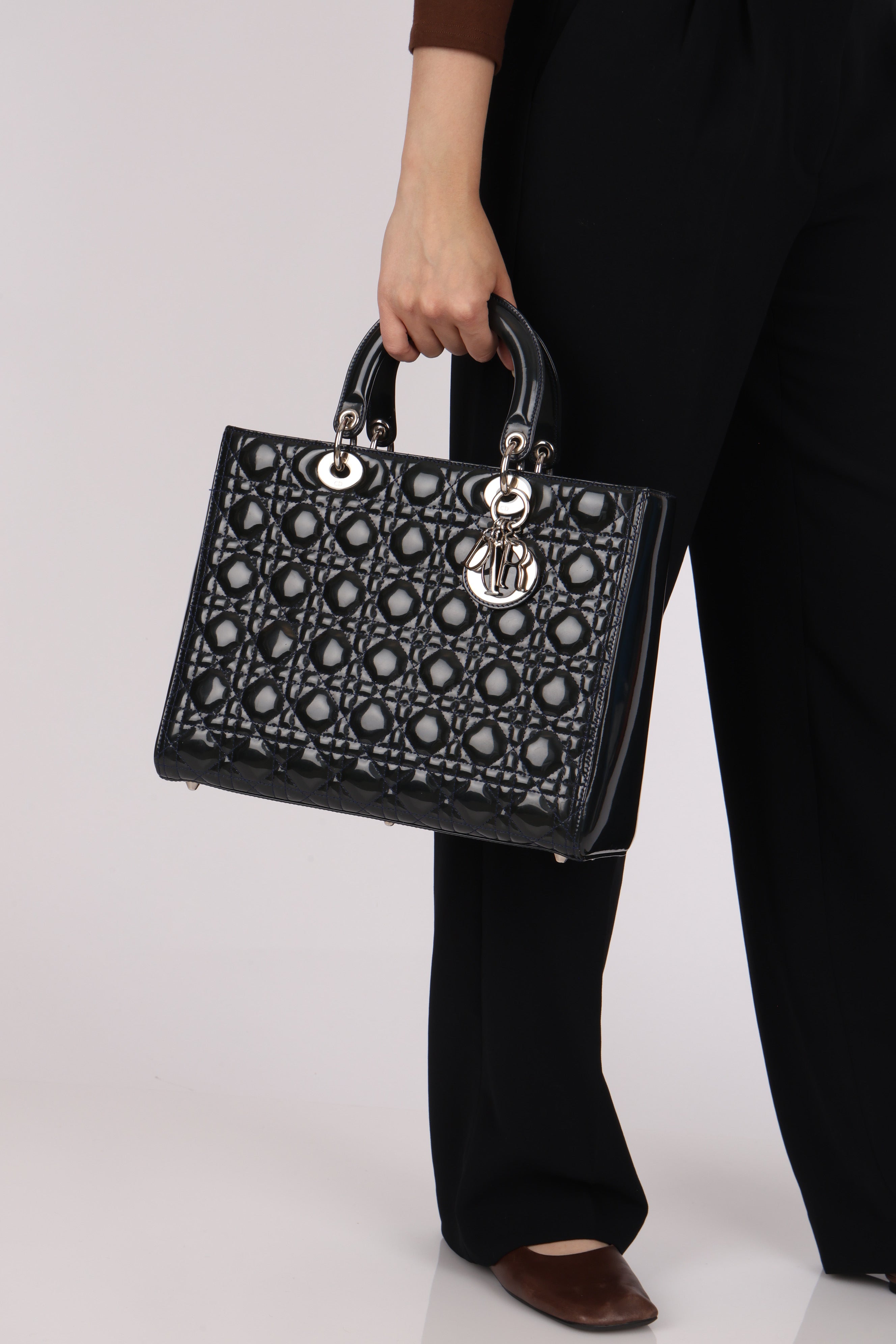 Dior Large Lady Navy Patent