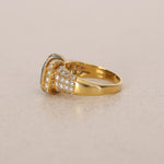 18K Yellow Gold Tourmaline and Diamond Statement Halo Ring, Size US 6.25