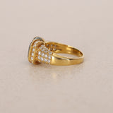 18K Yellow Gold Tourmaline and Diamond Statement Halo Ring, Size US 6.25