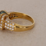 18K Yellow Gold Tourmaline and Diamond Statement Halo Ring, Size US 6.25