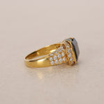 18K Yellow Gold Tourmaline and Diamond Statement Halo Ring, Size US 6.25