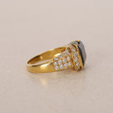 18K Yellow Gold Tourmaline and Diamond Statement Halo Ring, Size US 6.25
