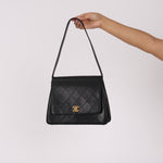 Chanel Kelly Shoulder Bag Black Lambskin 24K GP