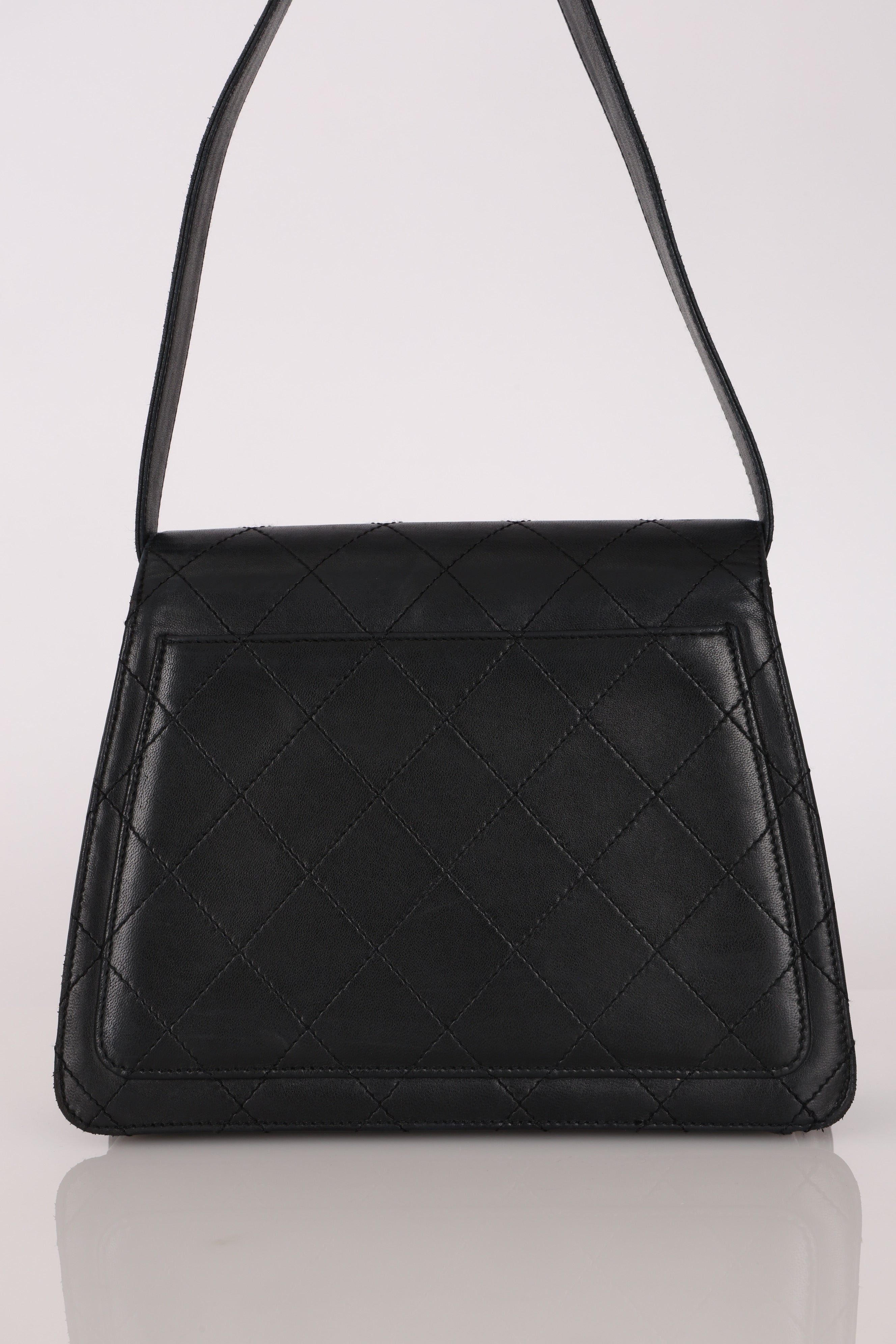 Chanel Kelly Shoulder Bag Black Lambskin 24K GP