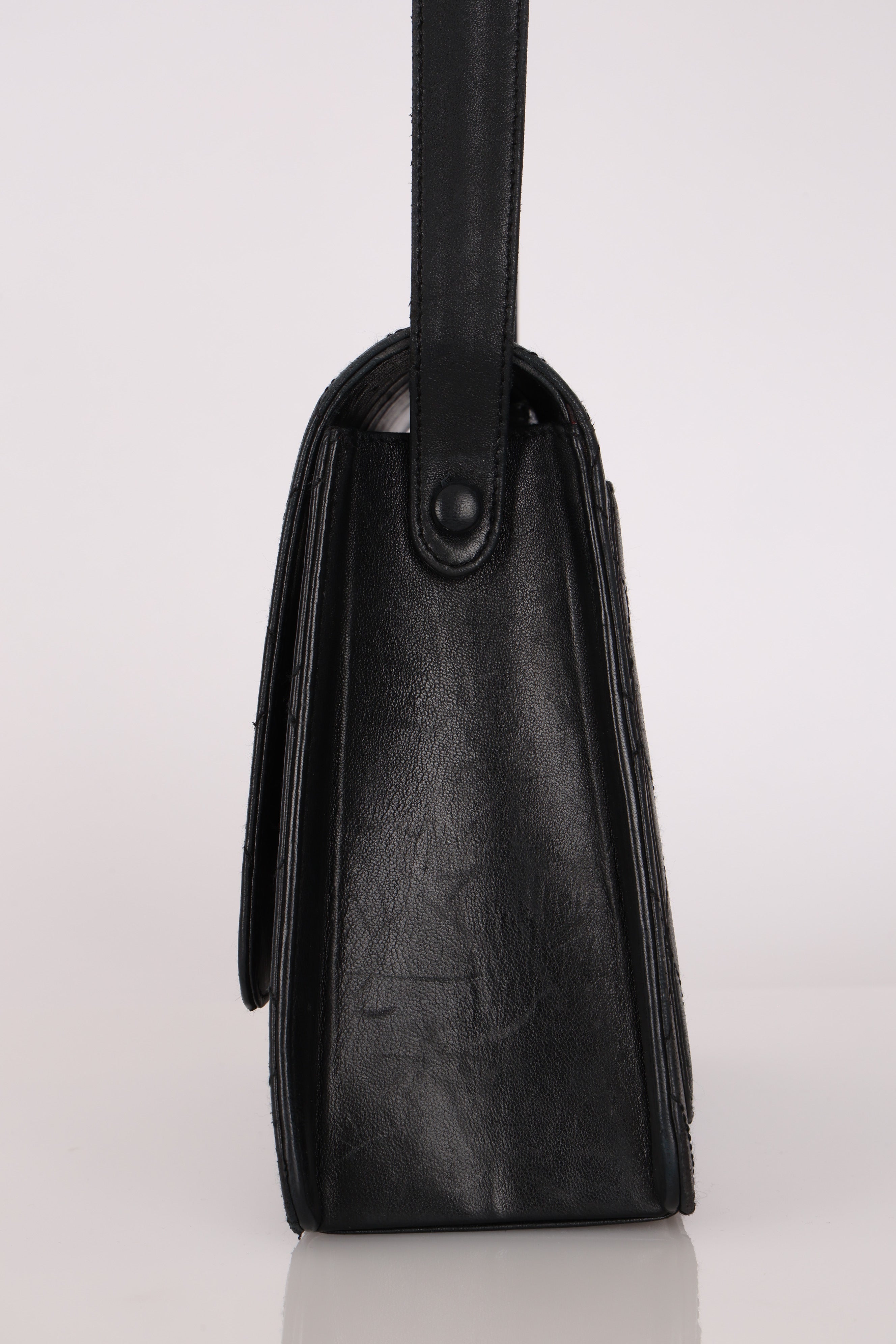 Chanel Kelly Shoulder Bag Black Lambskin 24K GP
