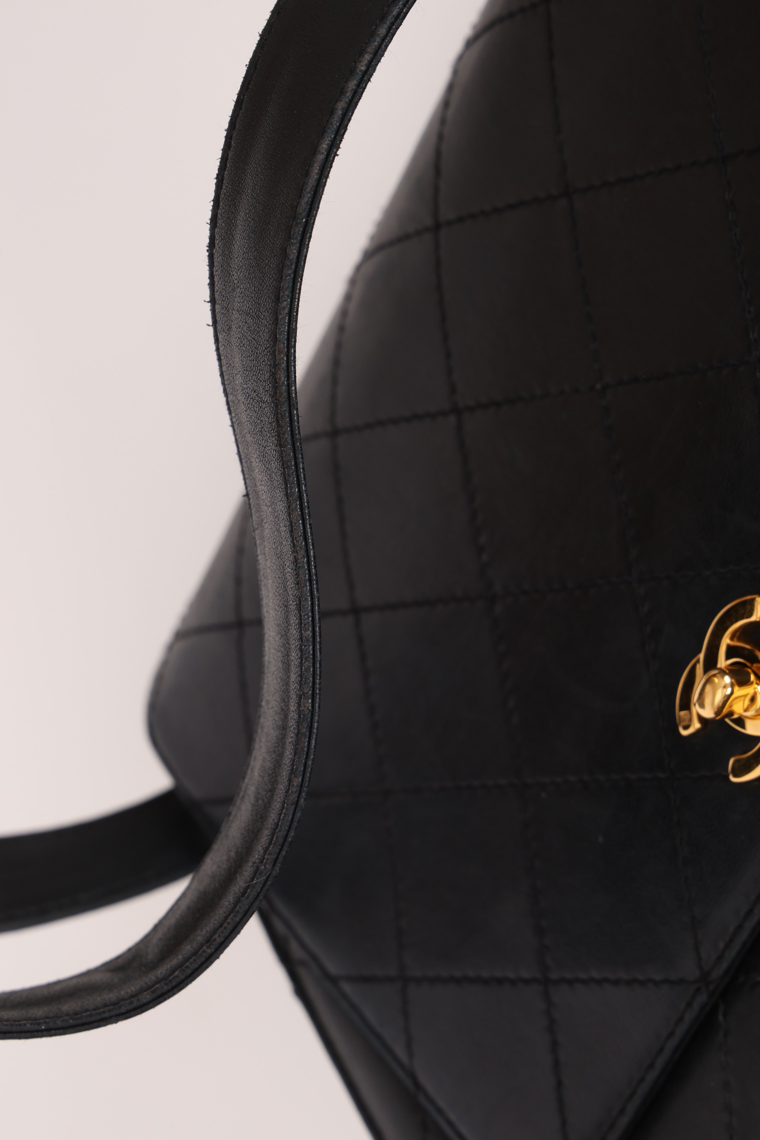 Chanel Kelly Shoulder Bag Black Lambskin 24K GP