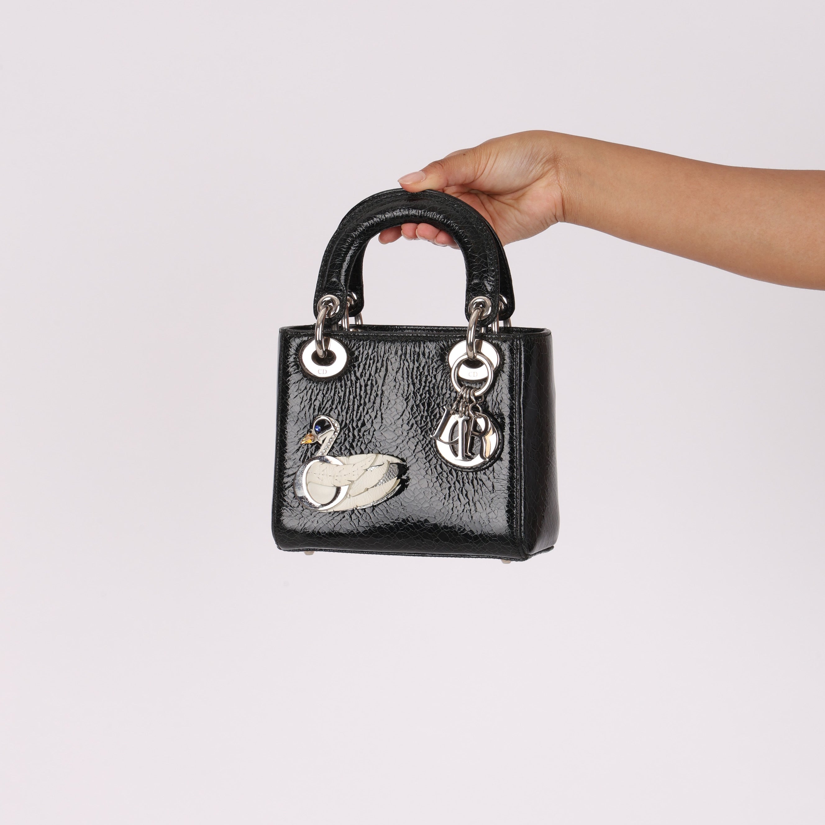 Dior Mini Lady Jeweled Swan Ceramic Effect Deerskin