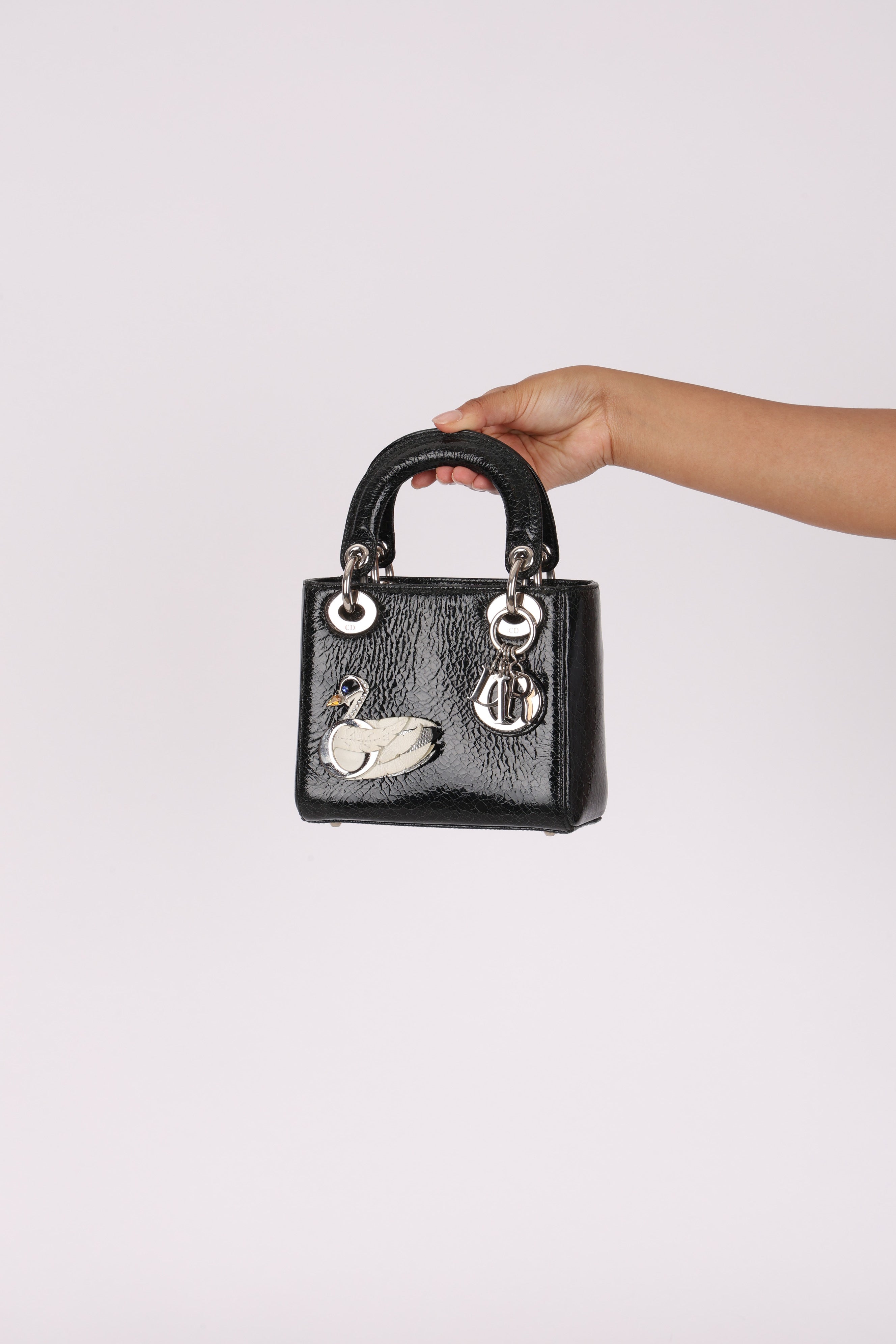 Dior Mini Lady Jeweled Swan Ceramic Effect Deerskin
