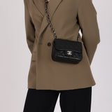 Rare Chanel Mini Square Flap Black Caviar SHW