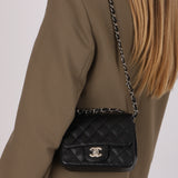 Rare Chanel Mini Square Flap Black Caviar SHW