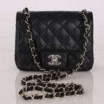 Rare Chanel Mini Square Flap Black Caviar SHW