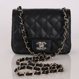 Rare Chanel Mini Square Flap Black Caviar SHW