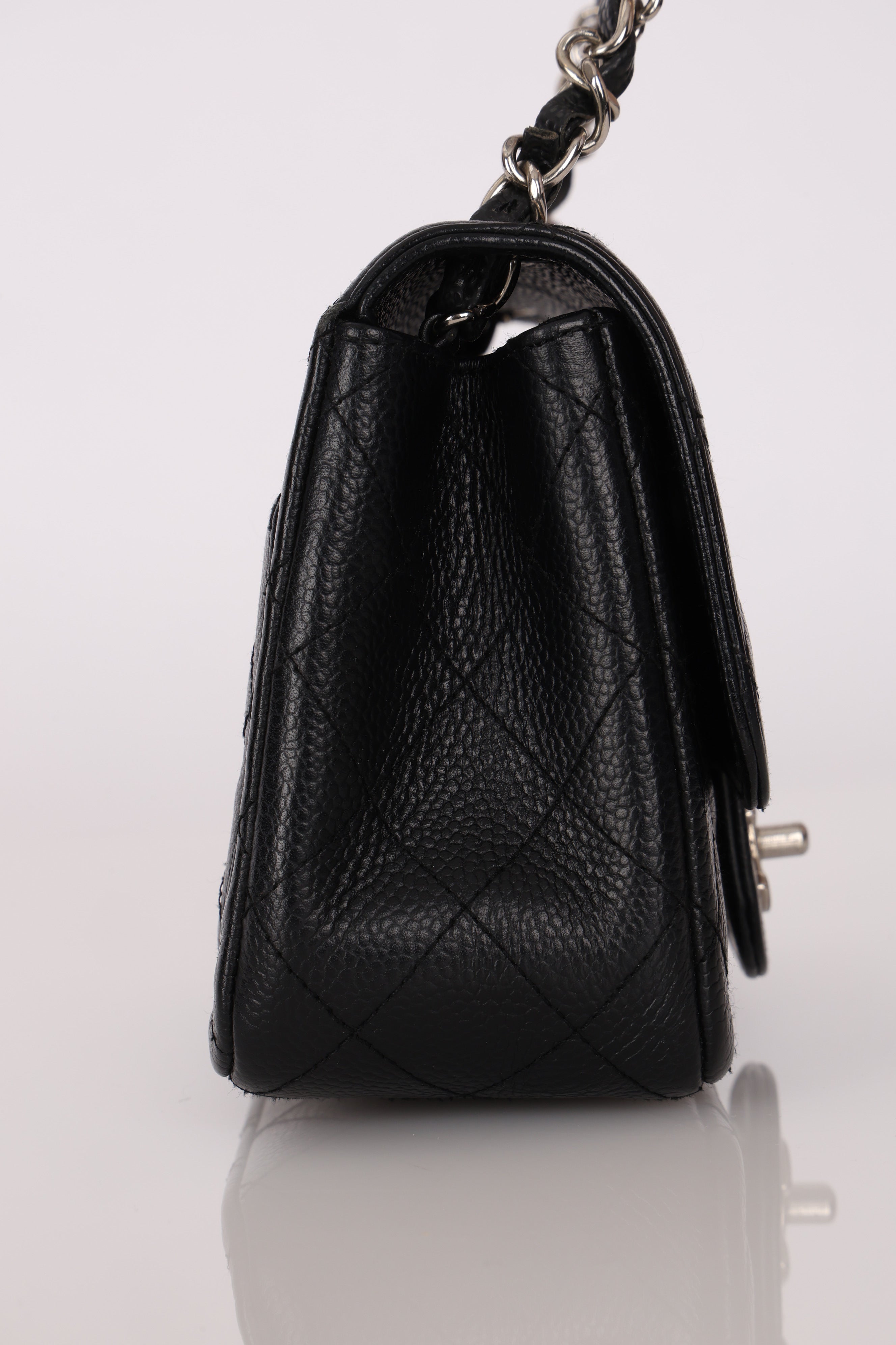 Rare Chanel Mini Square Flap Black Caviar SHW