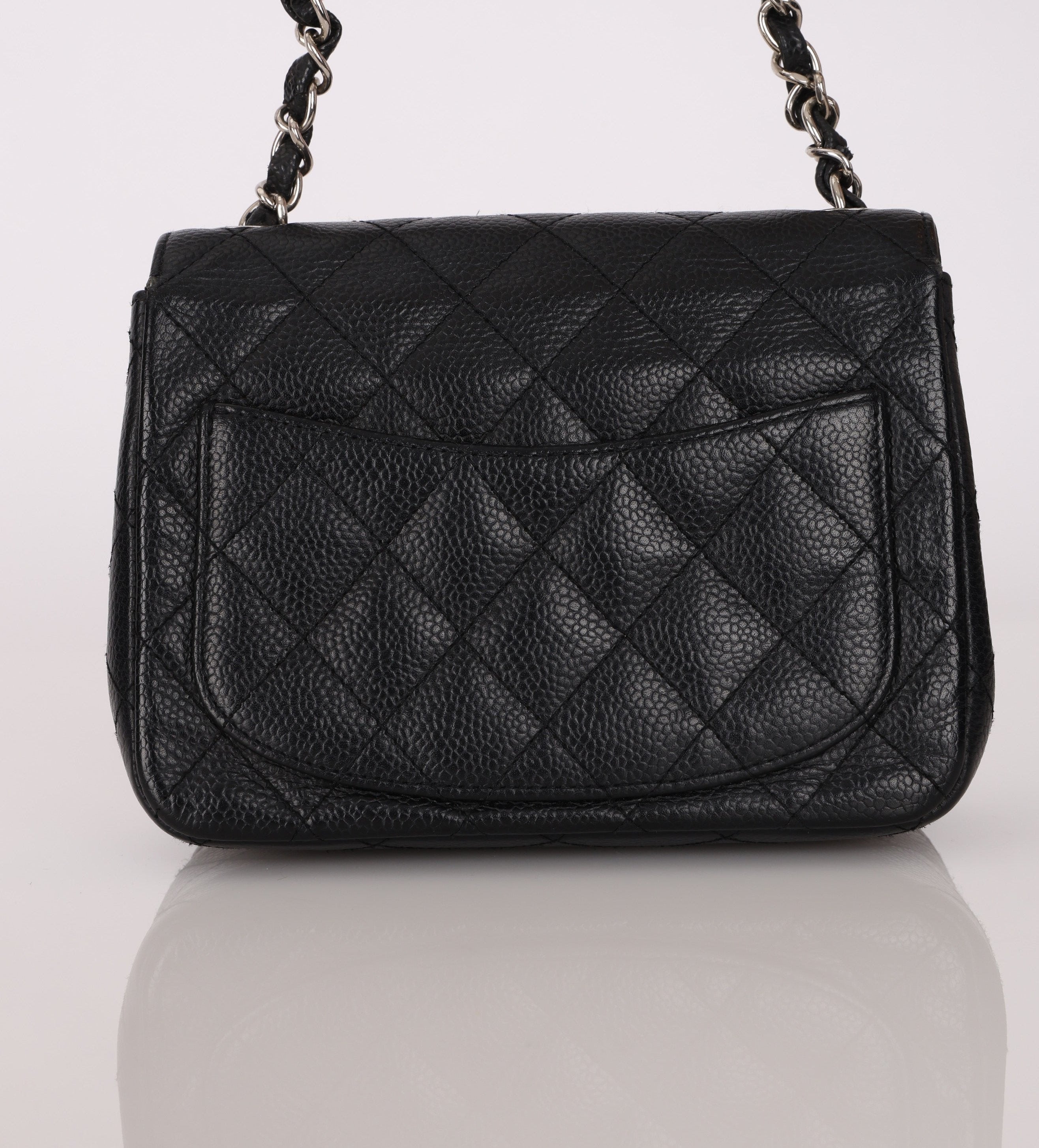 Rare Chanel Mini Square Flap Black Caviar SHW